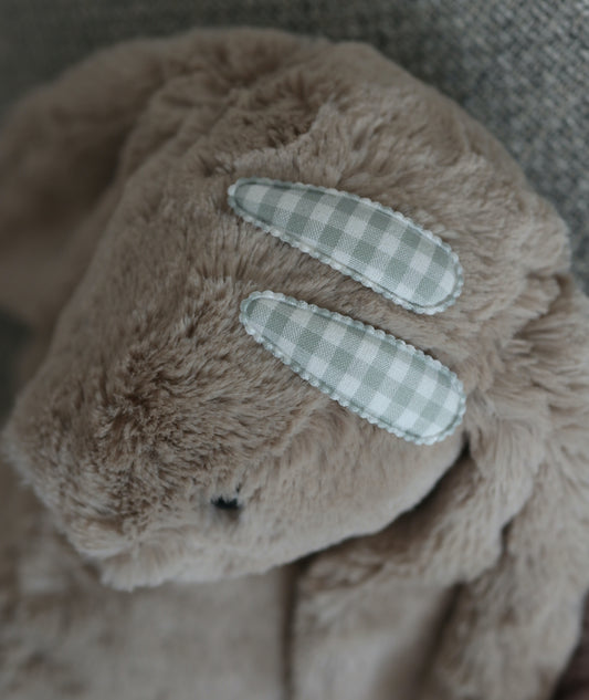 Children Pastel Green Checked Hairclips (2 Pcs) 兒童湖水綠格仔髮夾 (2個裝)