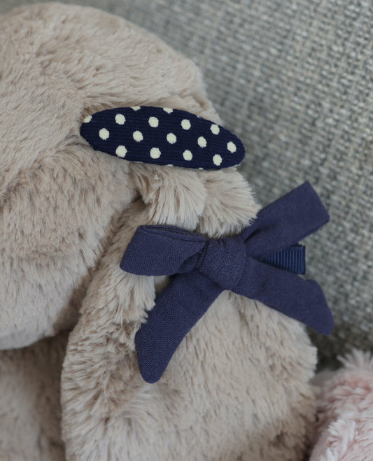 Children Navy Ribbon Hairclips (Set of 2) 兒童寶藍蝴蝶結髮夾Set (2個裝)