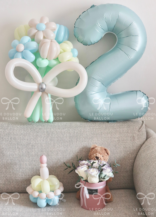 生日派對氣球鮮花套裝(男) Baby Boy Shower Party Balloon & Flower Box Set 